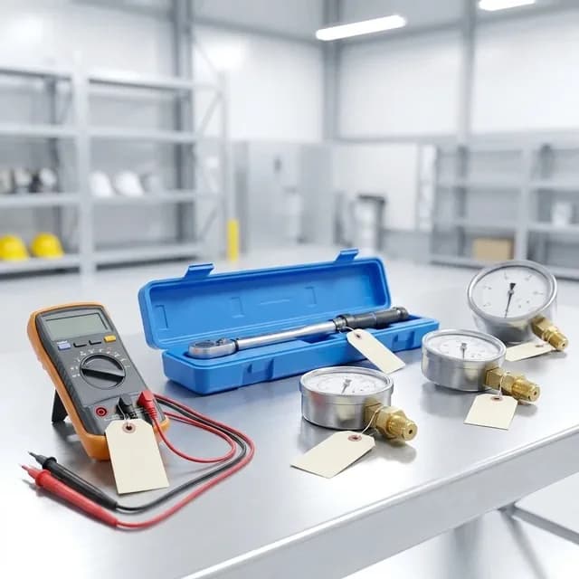 Test and measurement instruments laid out on a bench